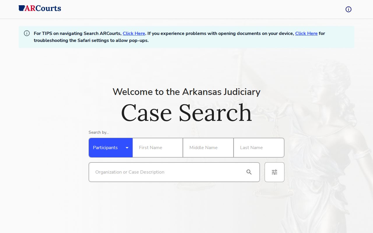 Arkansas CourtConnect search for Pike County arrest case outcomes